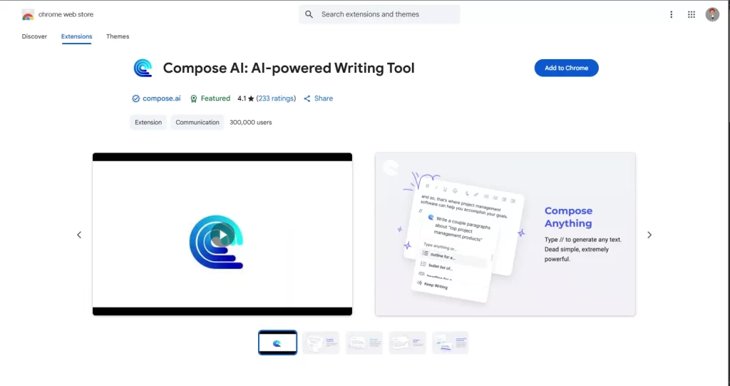 Compose AI Chrome extension improving writing speed in 2025