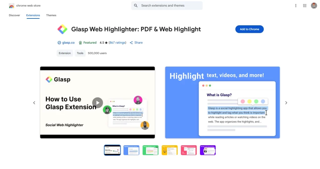 Glasp AI Chrome extension for summarizing YouTube and articles in 2025
