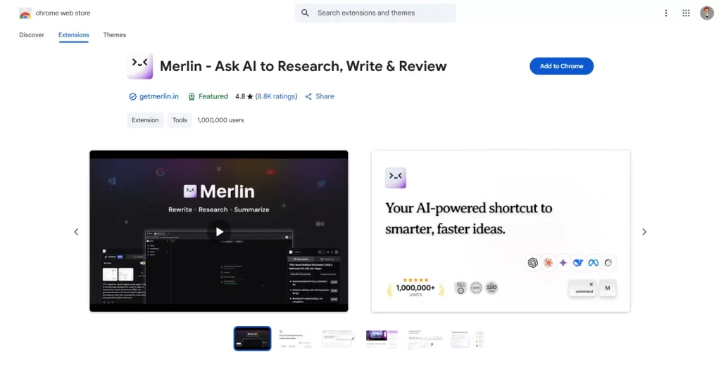 Merlin AI Chrome extension using ChatGPT anywhere in 2025